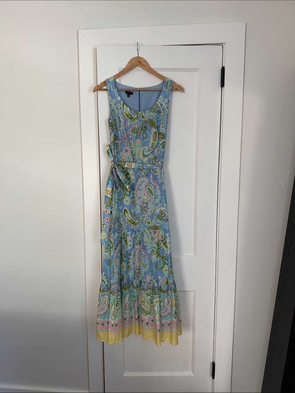 Talbots Voile Blue Paisley Midi Dress Size 2